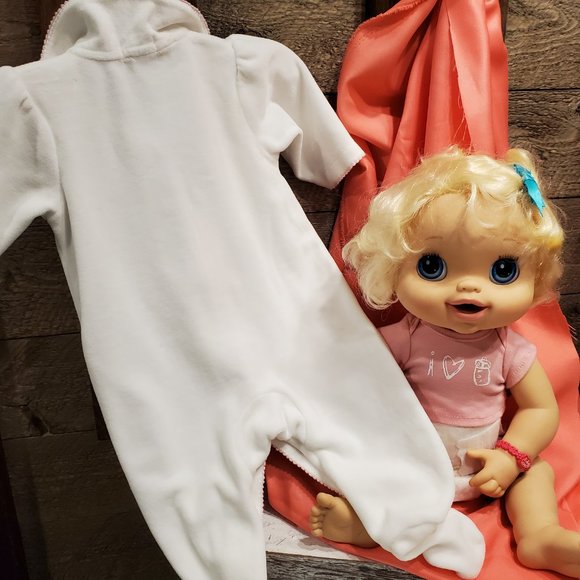 Carter's 3M Girl Sleeper White Velour Footed - Picture 4 of 7